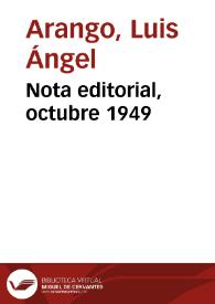 Nota editorial, octubre 1949 | Biblioteca Virtual Miguel de Cervantes