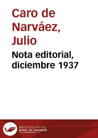 Nota editorial, diciembre 1937 | Biblioteca Virtual Miguel de Cervantes