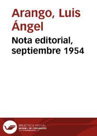 Nota editorial, septiembre 1954 | Biblioteca Virtual Miguel de Cervantes