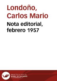 Nota editorial, febrero 1957 | Biblioteca Virtual Miguel de Cervantes