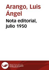 Nota editorial, julio 1950 | Biblioteca Virtual Miguel de Cervantes