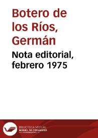 Nota editorial, febrero 1975 | Biblioteca Virtual Miguel de Cervantes