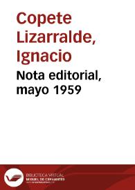 Nota editorial, mayo 1959 | Biblioteca Virtual Miguel de Cervantes