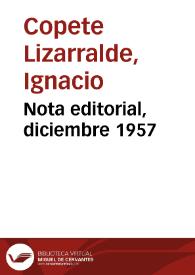 Nota editorial, diciembre 1957 | Biblioteca Virtual Miguel de Cervantes