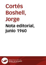 Nota editorial, junio 1960 | Biblioteca Virtual Miguel de Cervantes