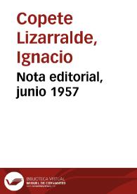 Nota editorial, junio 1957 | Biblioteca Virtual Miguel de Cervantes