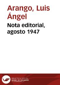 Nota editorial, agosto 1947 | Biblioteca Virtual Miguel de Cervantes