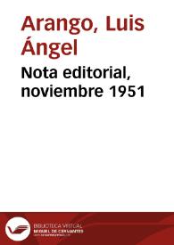 Nota editorial, noviembre 1951 | Biblioteca Virtual Miguel de Cervantes