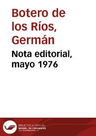 Nota editorial, mayo 1976 | Biblioteca Virtual Miguel de Cervantes