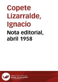 Nota editorial, abril 1958 | Biblioteca Virtual Miguel de Cervantes