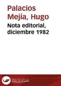 Nota editorial, diciembre 1982 | Biblioteca Virtual Miguel de Cervantes