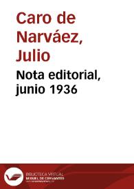 Nota editorial, junio 1936 | Biblioteca Virtual Miguel de Cervantes