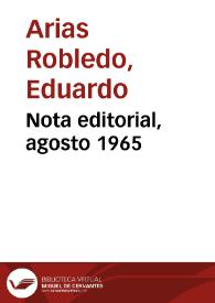Nota editorial, agosto 1965 | Biblioteca Virtual Miguel de Cervantes