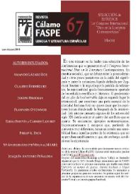Revista Cálamo FASPE : lengua y literatura españolas. Núm. 67, 2019 | Biblioteca Virtual Miguel de Cervantes