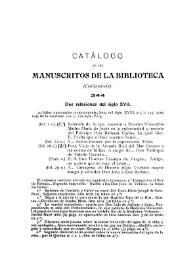 Catálogo de los manuscritos de la Biblioteca (Continuación) / Miguel Artigas y Ferrando | Biblioteca Virtual Miguel de Cervantes