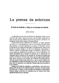 La prensa de entonces. El brindis de Menéndez y Pelayo en el centenario de Calderón (conclusión) / E. S. R. | Biblioteca Virtual Miguel de Cervantes
