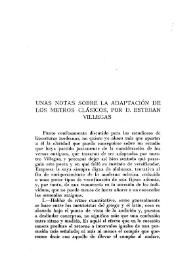 Unas notas sobre la adaptación de los metros clásicos por D. Esteban Villegas / Agustín García Calvo | Biblioteca Virtual Miguel de Cervantes