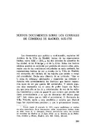 Nuevos documentos sobre los corrales de comedias de Madrid (1652-1700) / N. D. Shergold | Biblioteca Virtual Miguel de Cervantes