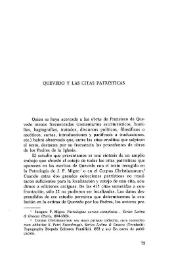 Quevedo y las citas patrísticas / Sagrario López Poza | Biblioteca Virtual Miguel de Cervantes