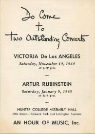 Do come to two outstanding Victoria de los Ángeles y Arthur Rubinstein | Biblioteca Virtual Miguel de Cervantes
