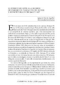 El soneto de Lope a la muerte de Enrique IV: variantes de autor y reescritura entre 1610 y 1627 / Ignacio García Aguilar | Biblioteca Virtual Miguel de Cervantes