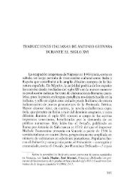 Traducciones italianas de Antonio de Guevara durante el siglo XVI / Eduardo Creus Visiers | Biblioteca Virtual Miguel de Cervantes