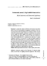 Autonomía moral y legitimidad democrática / Jan-R. Sieckmann | Biblioteca Virtual Miguel de Cervantes