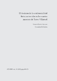 El destierro de la sentimentalidad lírica aurisecular en los sonetos amorosos de Torres Villarroel  / Ignacio García Aguilar | Biblioteca Virtual Miguel de Cervantes