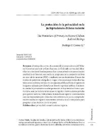 La protección de la privacidad en la jurisprudencia chilena reciente / Rodrigo P. Correa G.  | Biblioteca Virtual Miguel de Cervantes