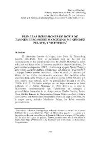 Primeras impresiones de Boris de Tannenberg sobre Marcelino Menéndez Pelayo, y viceversa / Santiago Díaz Lage | Biblioteca Virtual Miguel de Cervantes