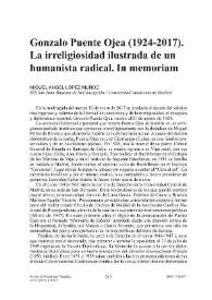 Gonzalo Puente Ojea (1924-2017). La irreligiosidad ilustrada de un humanista radical. In memoriam / Miguel Ángel López Muñoz | Biblioteca Virtual Miguel de Cervantes