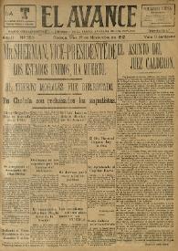 El Avance : diario independiente. Miembro de la prensa asociada de los estados: "pro-patria". Año II, núm. 555, 1 de noviembre de 1912 | Biblioteca Virtual Miguel de Cervantes