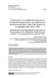 El peronismo y sus tradiciones políticas en los años de la proscripción. Las celebraciones del Primero de Mayo y del 17 de Octubre en la Argentina entre 1962 y 1966 

 / Andrés Nicolás Funes | Biblioteca Virtual Miguel de Cervantes