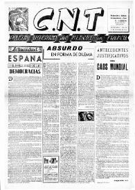 CNT : Boletín Interior del Movimiento Libertario Español en Francia. Segunda época, núm. 39, 29 de diciembre de 1945 | Biblioteca Virtual Miguel de Cervantes