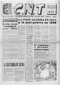 CNT : Boletín Interior del Movimiento Libertario Español en Francia. Segunda época, núm. 47, 23 de febrero de 1946 | Biblioteca Virtual Miguel de Cervantes