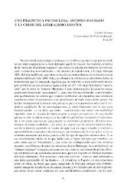 Una dialéctica inconclusa: Antonio Machado y la crisis del liberalismo español / Carlos Serrano | Biblioteca Virtual Miguel de Cervantes