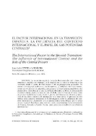 El factor internacional en la Transición española: la influencia del contexto internacional y el papel de las potencias centrales / Juan Carlos Pereira Castañares | Biblioteca Virtual Miguel de Cervantes