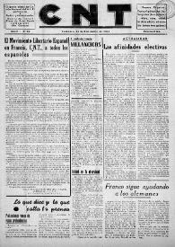 CNT : Órgano Oficial del Comité Nacional del Movimiento Libertario en Francia [Primera época]. Año I, núm. 15, 23 de diciembre de 1944 | Biblioteca Virtual Miguel de Cervantes