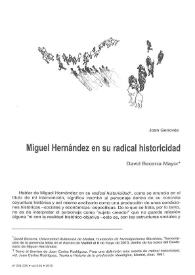 Miguel Hernández en su radical historicidad / David Becerra Mayor | Biblioteca Virtual Miguel de Cervantes