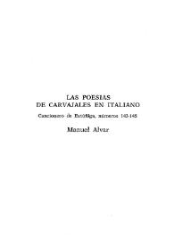 Las poesías de Carvajales en italiano
 / Manuel Alvar | Biblioteca Virtual Miguel de Cervantes