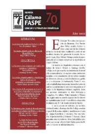 Revista Cálamo FASPE : lengua y literatura españolas. Núm. 70, 2022 | Biblioteca Virtual Miguel de Cervantes