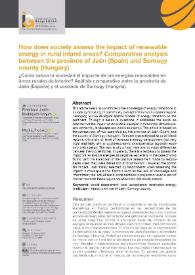 How does society assess the impact of renewable energy in rural inland areas? Comparative analysis between the province of Jaén (Spain) and Somogy county (Hungary) / Francisco Javier Rodríguez-Segura, Marina Frolova | Biblioteca Virtual Miguel de Cervantes