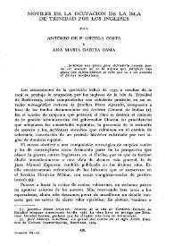 Móviles de la ocupación de la isla de Trinidad por los ingleses  / por Antonio de P. Ortega Costa y Ana María García Osma | Biblioteca Virtual Miguel de Cervantes