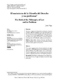 El nacimiento de la Filosofía del Derecho y sus problemas / Jesús Vega | Biblioteca Virtual Miguel de Cervantes