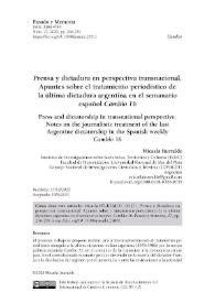 Prensa y dictadura en perspectiva transnacional. Apuntes sobre el tratamiento periodístico de la última dictadura argentina en el semanario español "Cambio 16" / Micaela Iturralde | Biblioteca Virtual Miguel de Cervantes