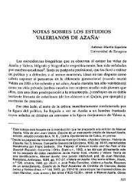Notas sobre estudios valerianos de Azaña / Antonio Martín Ezpeleta   | Biblioteca Virtual Miguel de Cervantes