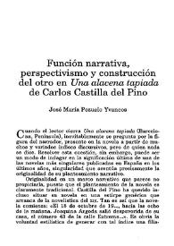 Función narrativa, perspectivismo y construcción del otro en "Una alacena tapiada" de Carlos Castilla del Pino / José María Pozuelo Yvancos | Biblioteca Virtual Miguel de Cervantes